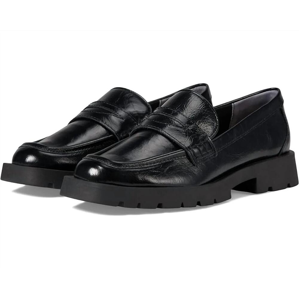 Dolce Vita Women's Elias Lugged Sole Raised Square Toe Loafer, Black Size 7.5M